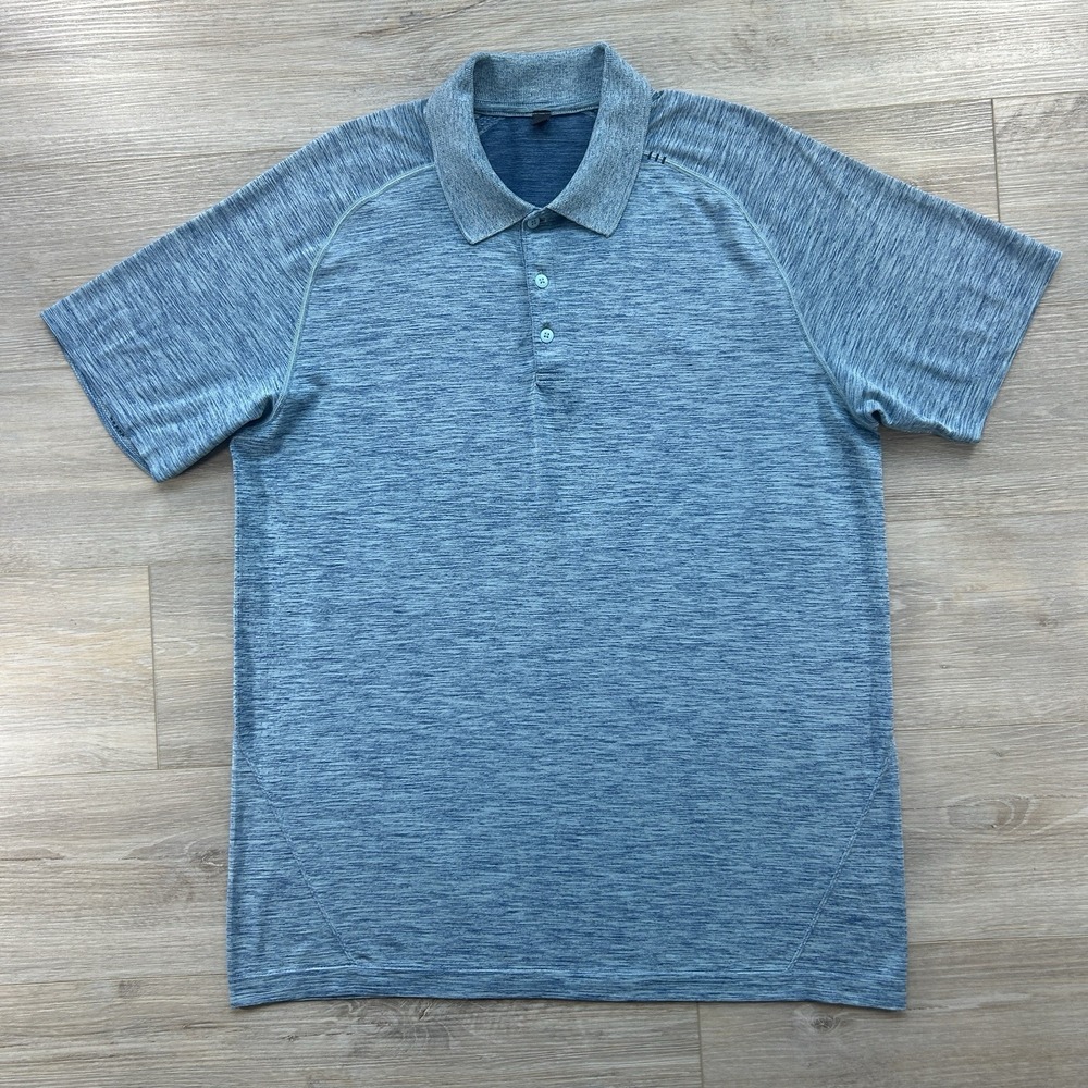 Lululemon XL Metal Vent Tech Blue Polo Performance Stretch Athleisure Golf